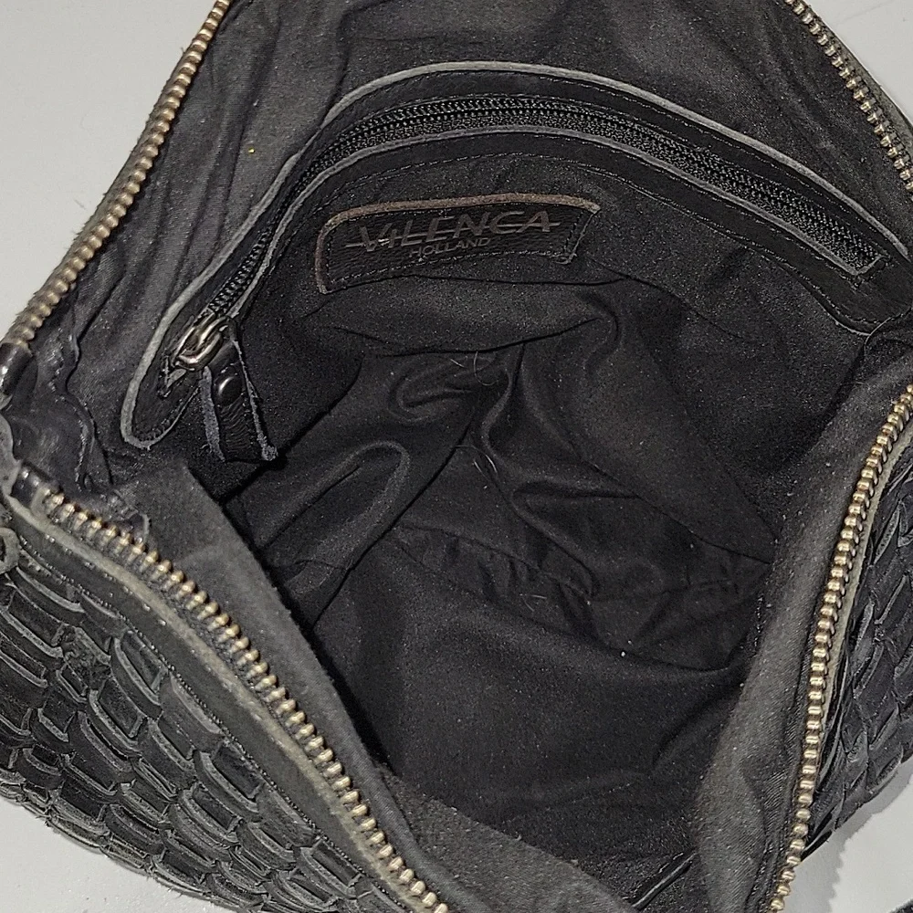 Vilenca Holland for Anthropologie Black Woven Leather Crossbody Bag